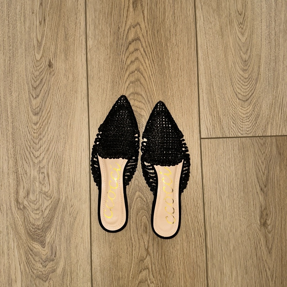 CCOCCI Black Woven Monaco Mule Slides Size 8.5